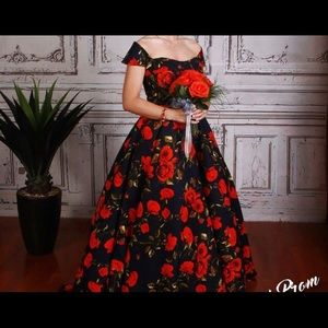 Rose Satin Prom Dress